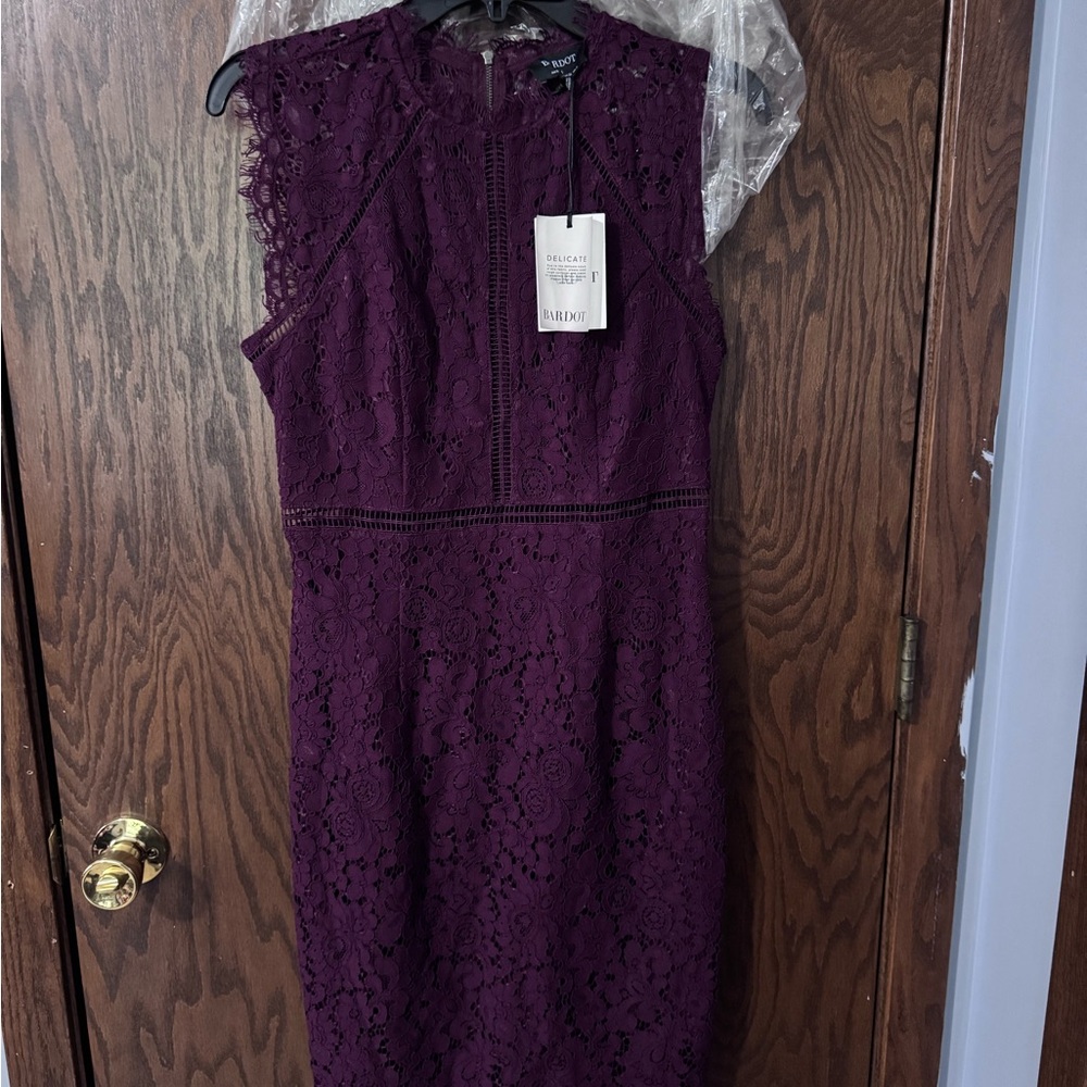 Nordstrom Deep Purple Lace Midi Dress